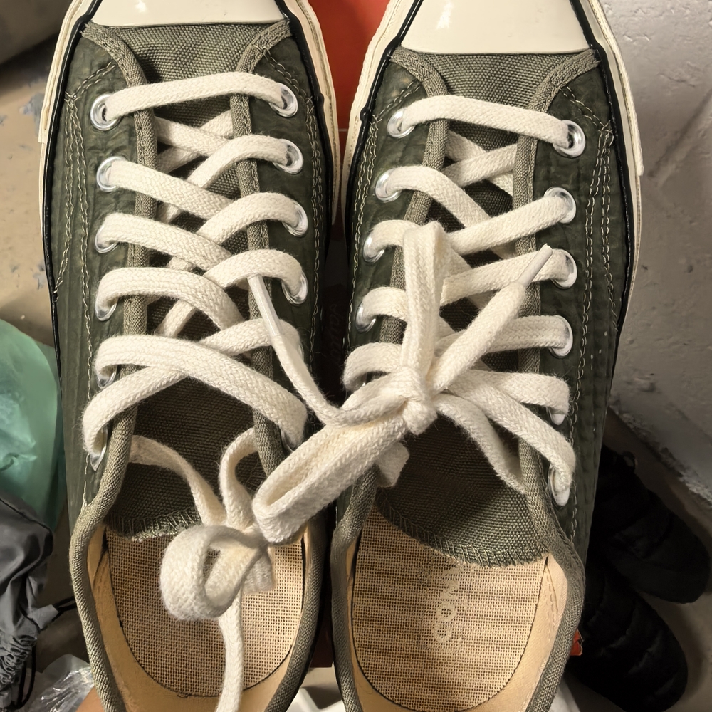 Converse Beige Canvas Sneakers with White Accents